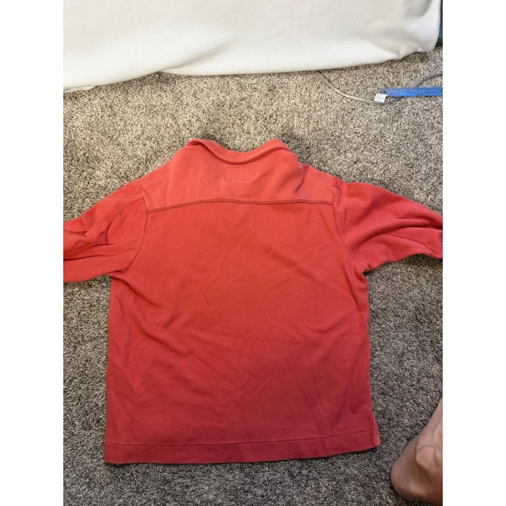 Paradise Collection Mens Quarter Zip Pullover Ribbed Cotton Coral Pink Medium